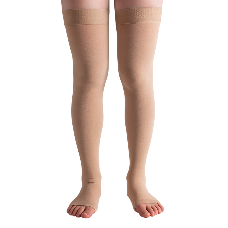 Media de Compresión Alta Médica Hasta el Muslo Dedos Libres Unisex 20-30mmHg