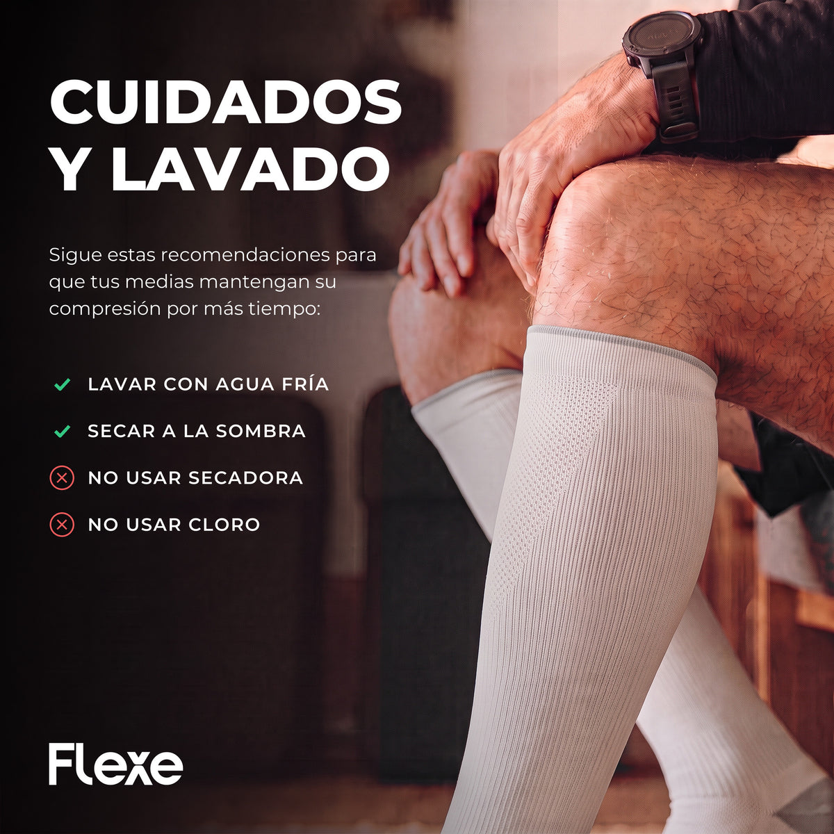 Cómo lavar y cuidar la media de compresión deportiva 15-20 mmHg blanca