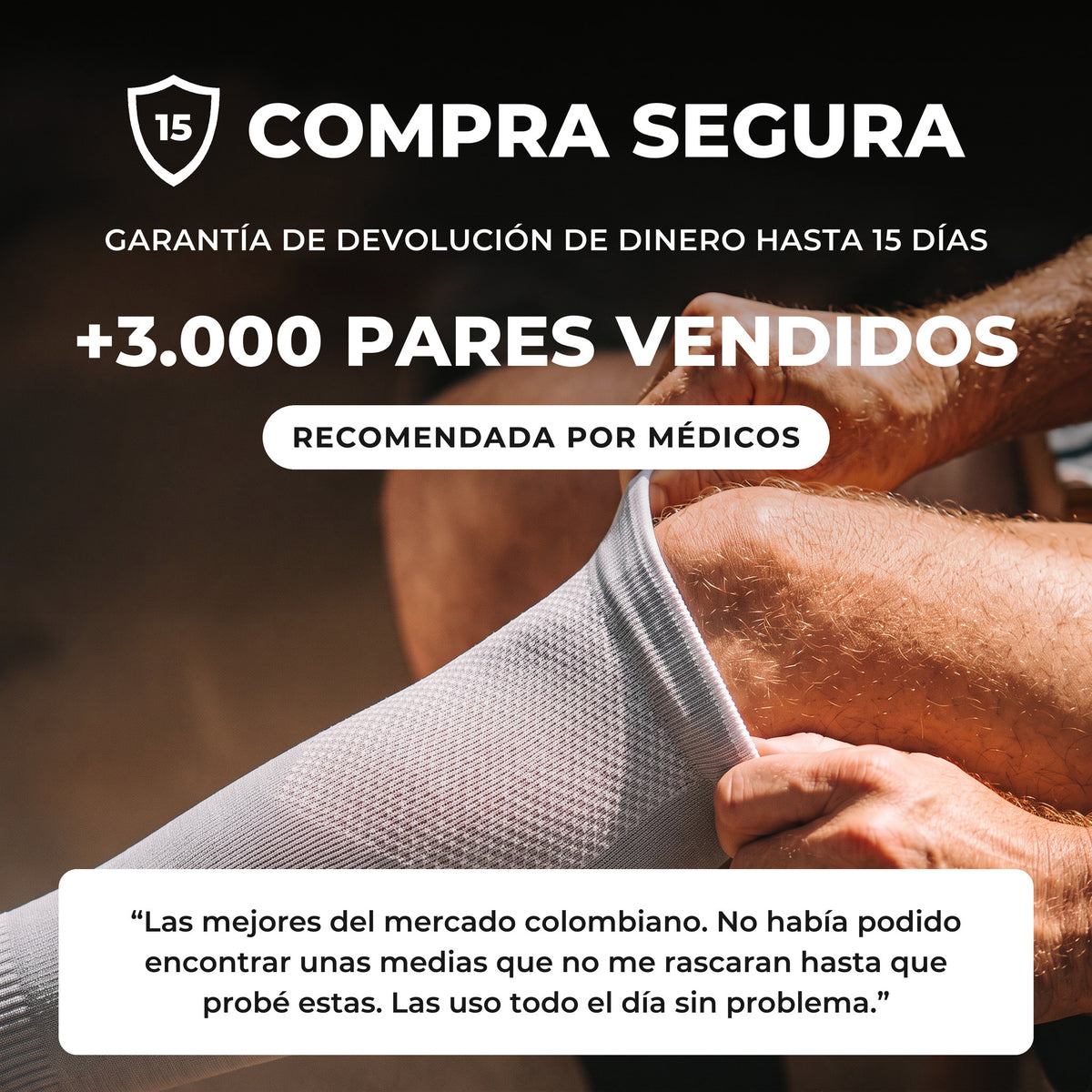 Media de compresión deportiva 15-20 mmHg: garantía de devolución de dinero hasta 15 días y opiniones