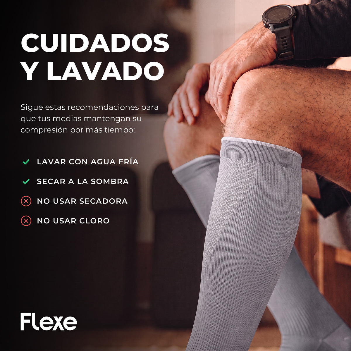 Cómo lavar y cuidar la media de compresión deportiva 15-20 mmHg gris