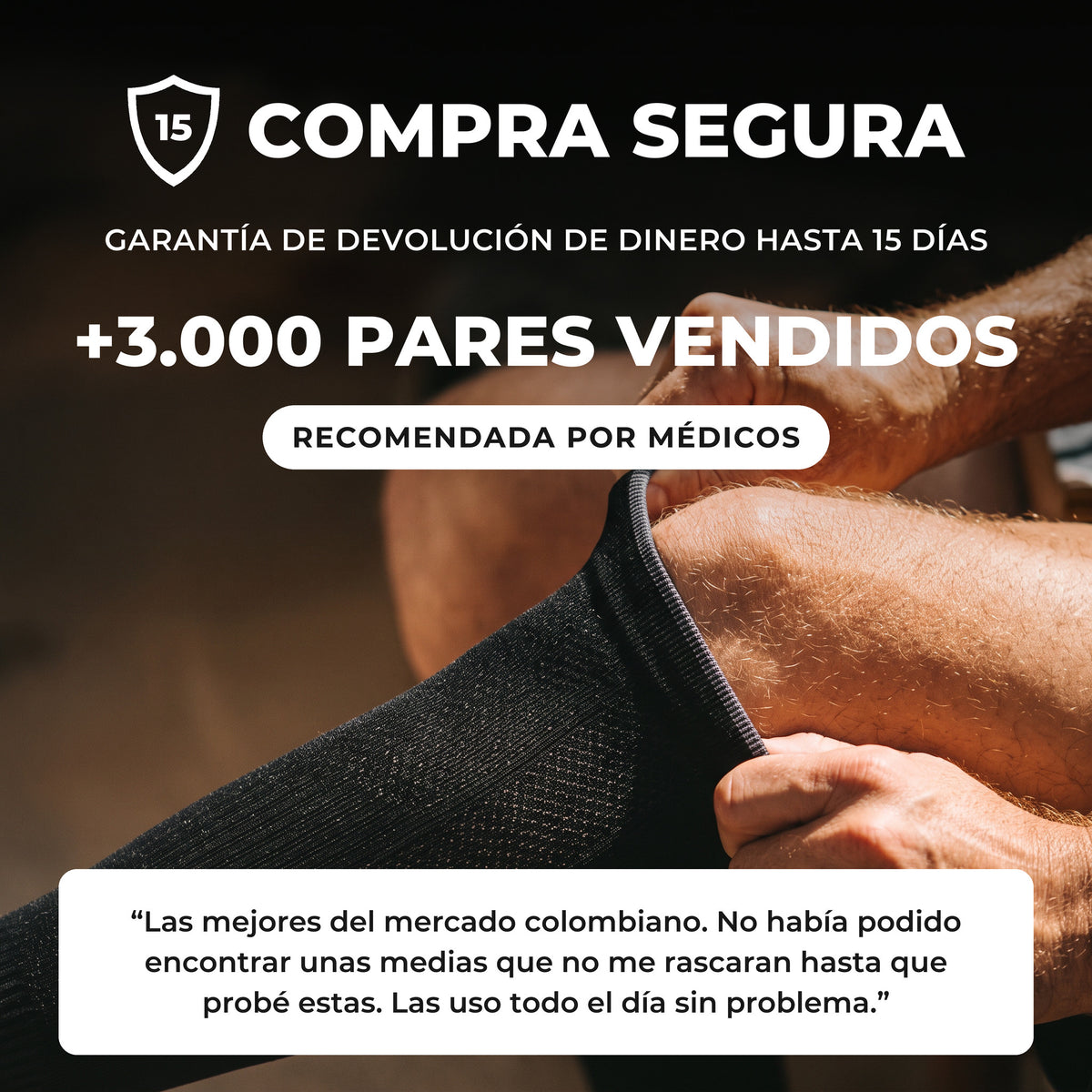 Media de compresión deportiva 15-20 mmHg: garantía de devolución de dinero hasta 15 días y opiniones